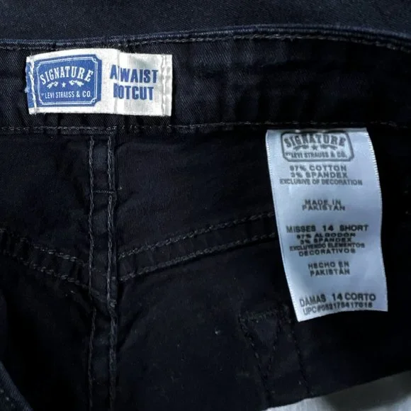 Signature by‎ Levi Strauss Black Jeans At Waist Bootcut Size Misses 14 Short - Picture 4 of 15